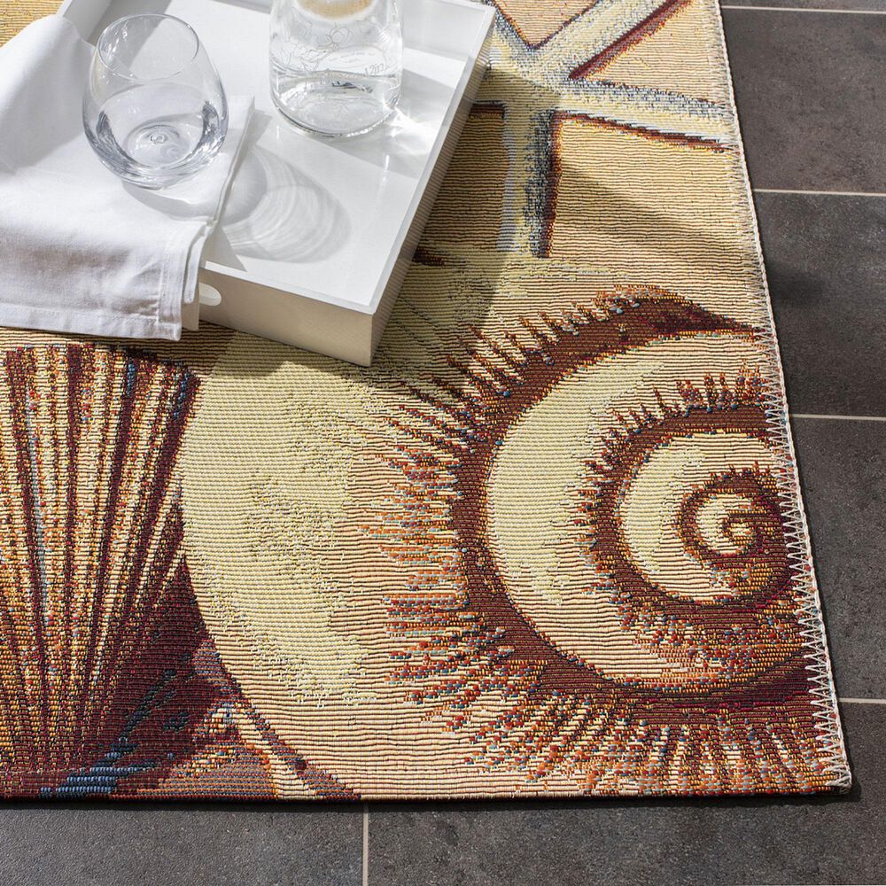 Safavieh Barbados  BAR555 6&#39;6&quot; x 9&#39;4&quot; Gold and Blue Indoor/Outdoor Area Rug, , large