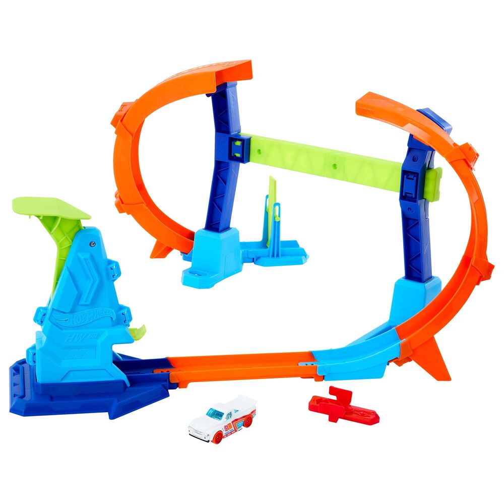 Hot Wheels Stunt Tracks Corkscrew Jump Champion Track Set with 1:64 Scale Vehicle, , large