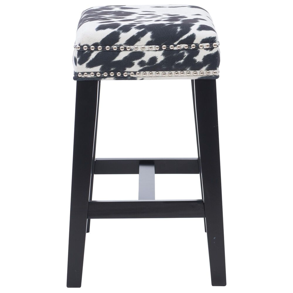 Linon Home Decor Walt Counter Stool with Black Cow Cushion in Black, , large