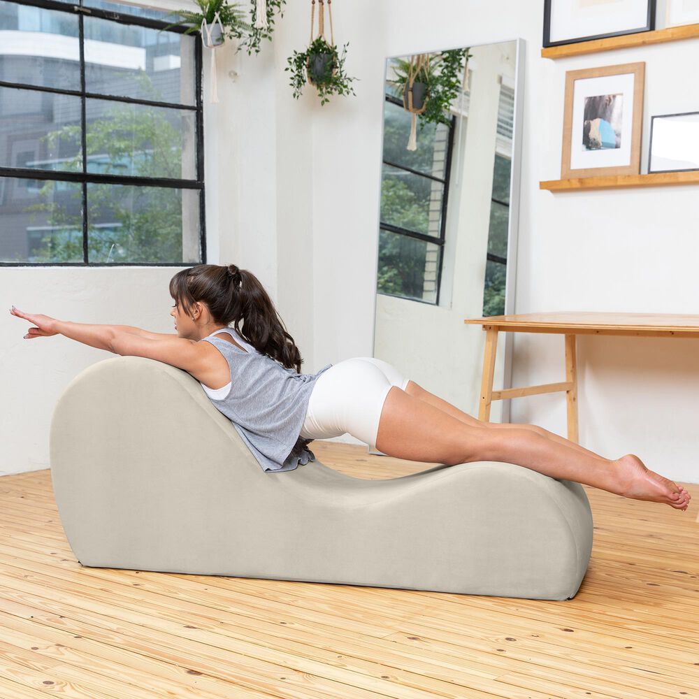 Jaxx Avana Chaise Lounge Yoga Chair in Buckwheat Velvet, , large