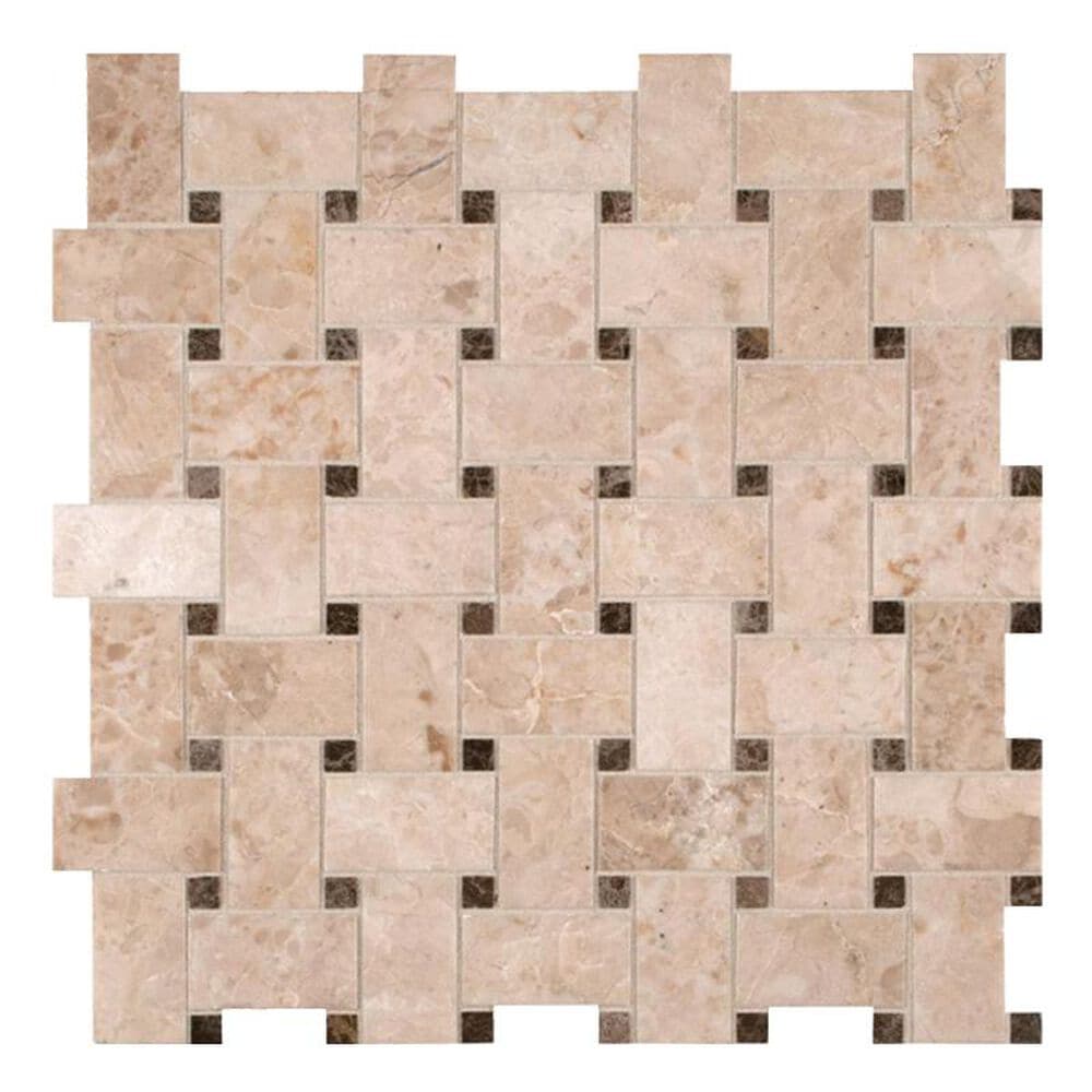 MS International Marble Crema Cappuccino 12" x 12" Polished Natural Stone Mosaic Sheet, , large