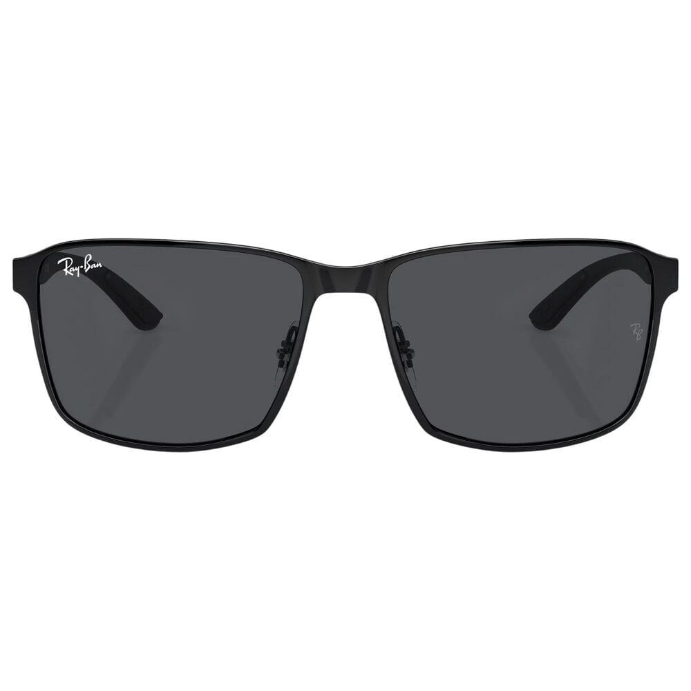 Rayban Glasses Sunglasses with Dark Grey Lenses in Polished Black on Black, , large