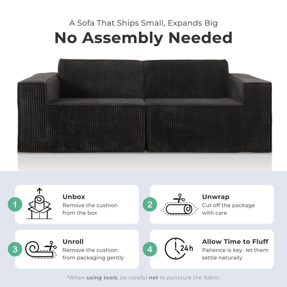 Furniture of America Facil 3-Piece Modular Armless Sofa in Black, , large
