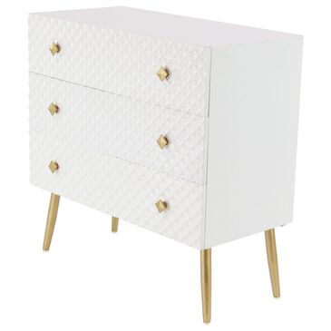 Maple and Jade 3-Drawer Cabinet with Bar Handles in White and Gold, , large