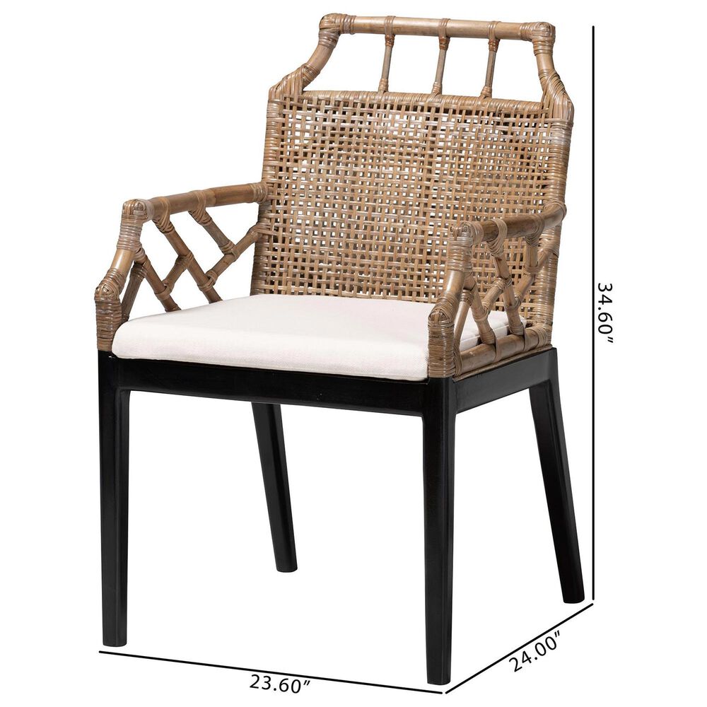 Baxton Studio Abiel Arm Chair in Grey Wash and Black, , large