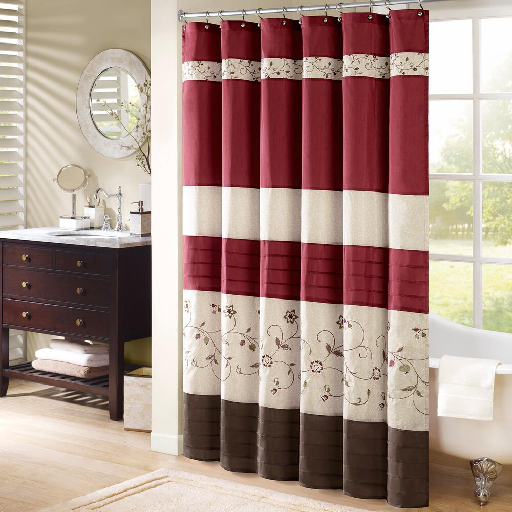 Hampton Park Serene 72" Shower Curtain in Red, , large