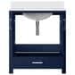 Lexora Home Jacques 30" Single Bathroom Vanity in Navy Blue with 2 cm White Cultured Marble Top and Rectangular Sink, , large
