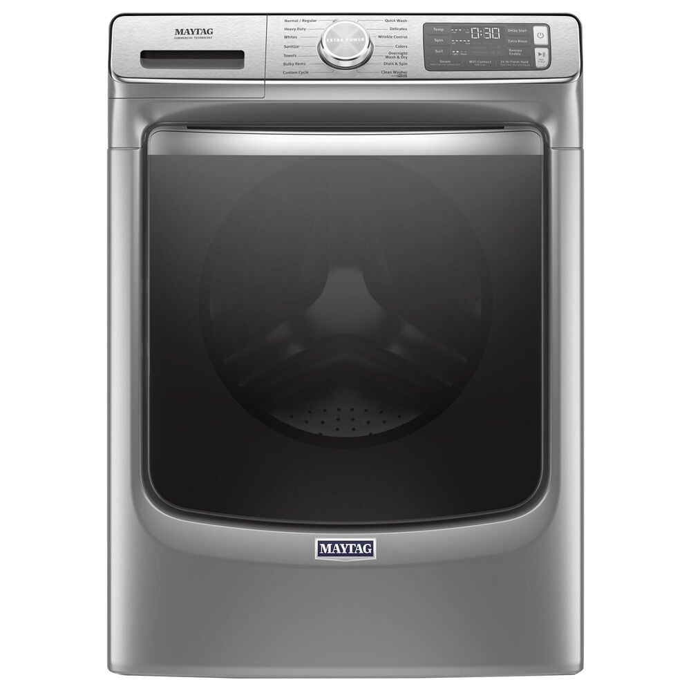 Maytag 5 Cu. Ft. Front Load Washer and 7.3 Cu. Ft. Gas Dryer Laundry Pair with Pedestal in Metallic Slate, , large