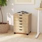 Linon Home Decor Cary 6-Drawer Wide Rolling Cart in Natural, , large