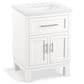 Kohler Quo 24" Single Bathroom Vanity in White with 3 cm Pure White Quartz Top and Oval Sink, , large