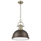 Golden Lighting Duncan 1-Light Pendant with Chain and Rubbed Bronze Shade in Aged Brass, , large