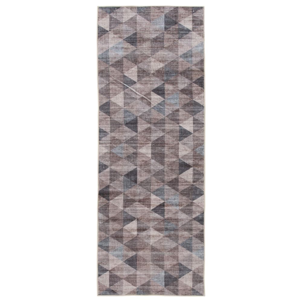 Central Oriental Rugease Velveteen Marlow Brown and Dark Grey 2"3" x 6" Runner, , large