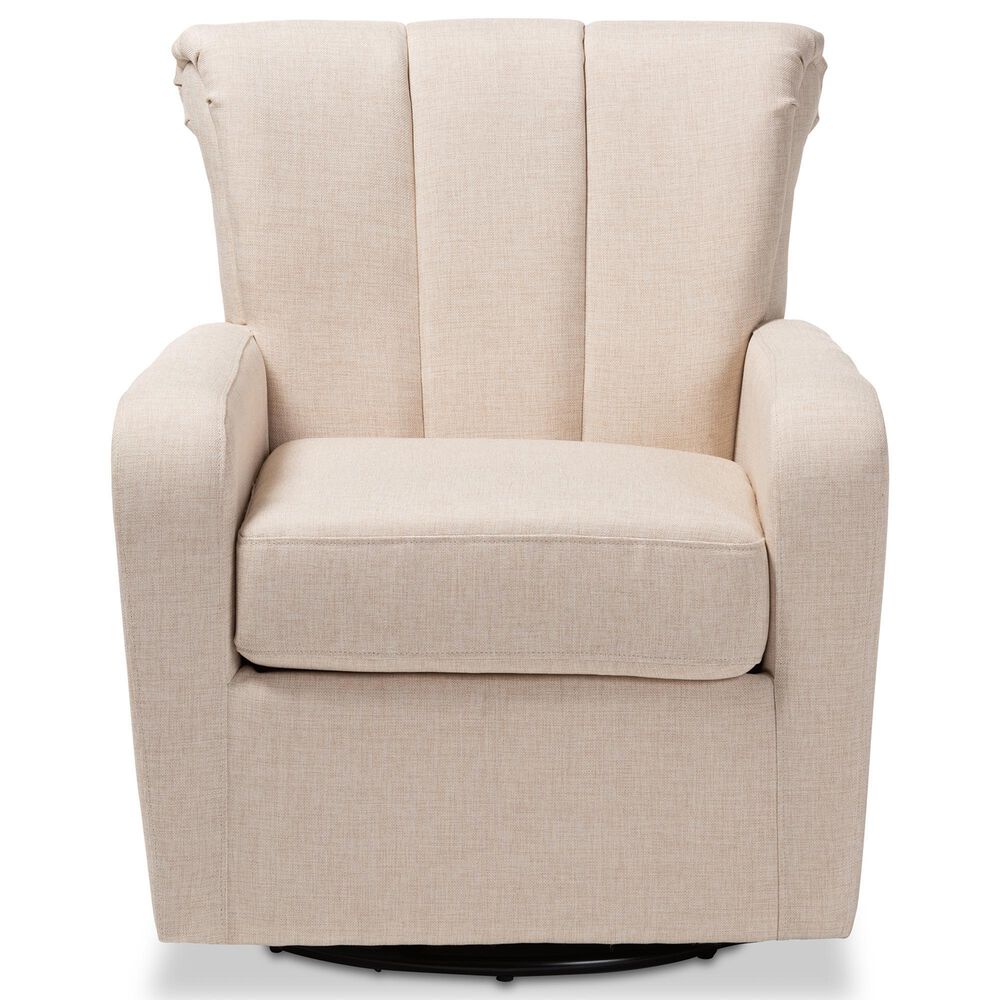 Baxton Studio Rayner Swivel Chair in Beige, , large