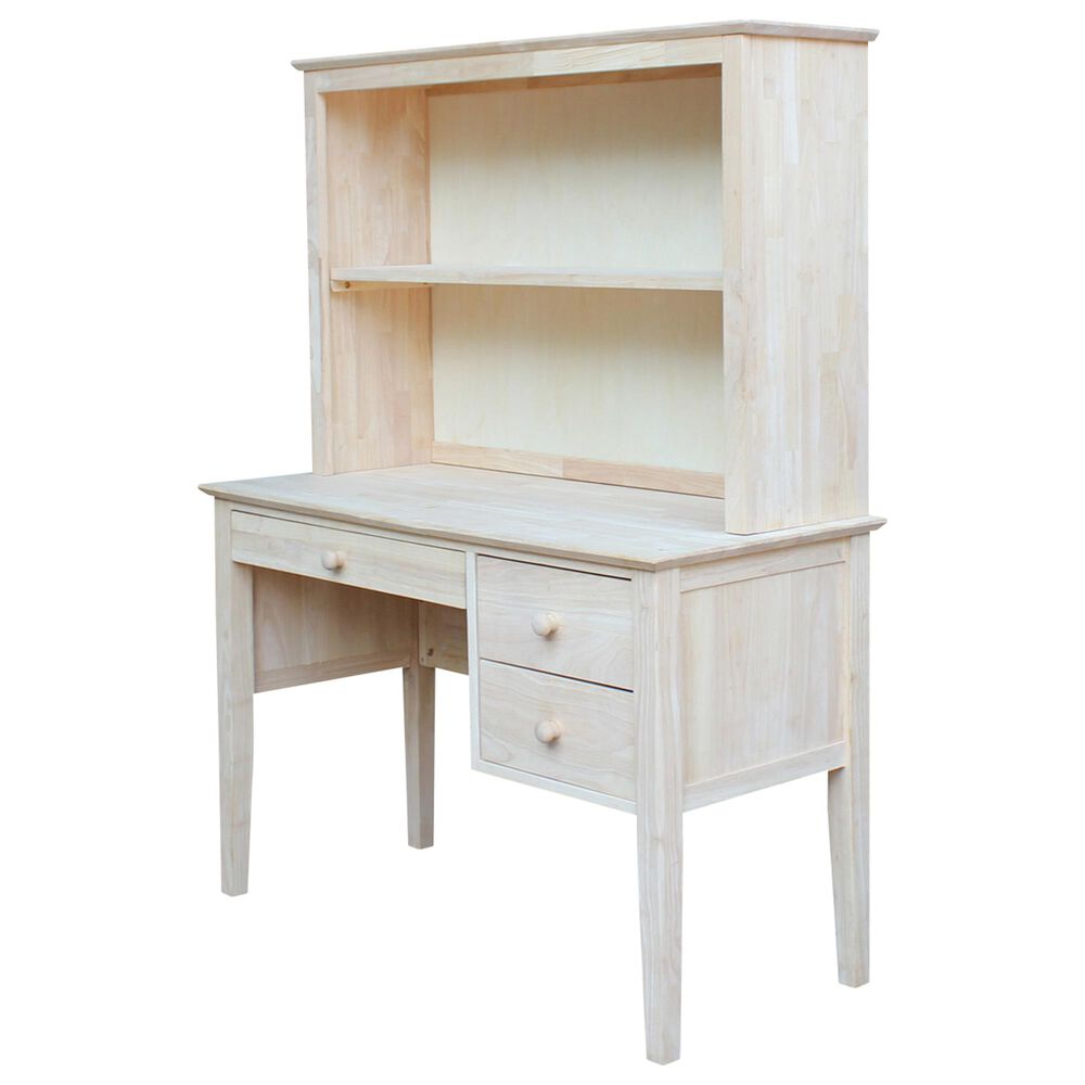 International Concepts Brooklyn Desk with Hutch in Unfinished, , large