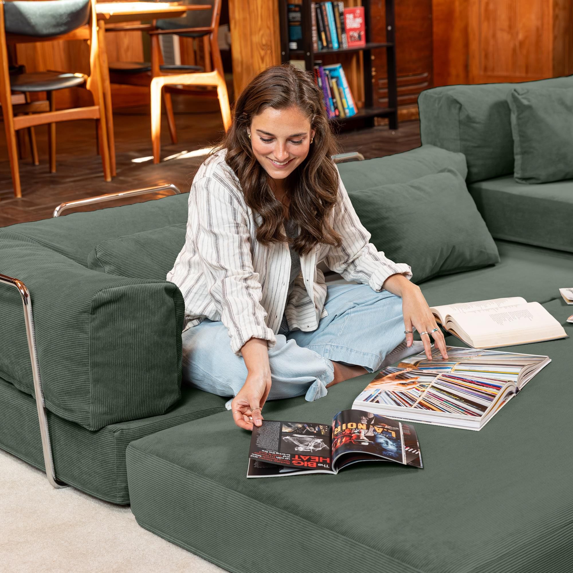 Jaxx Unsofa Stationary Sofa in Forest Dark Green