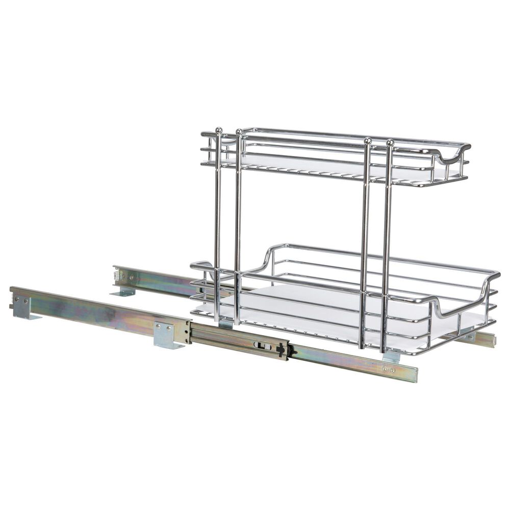Household Essentials Glidez 2-Tier Pull Out/Slide Out Storage Organizer in Silver, , large