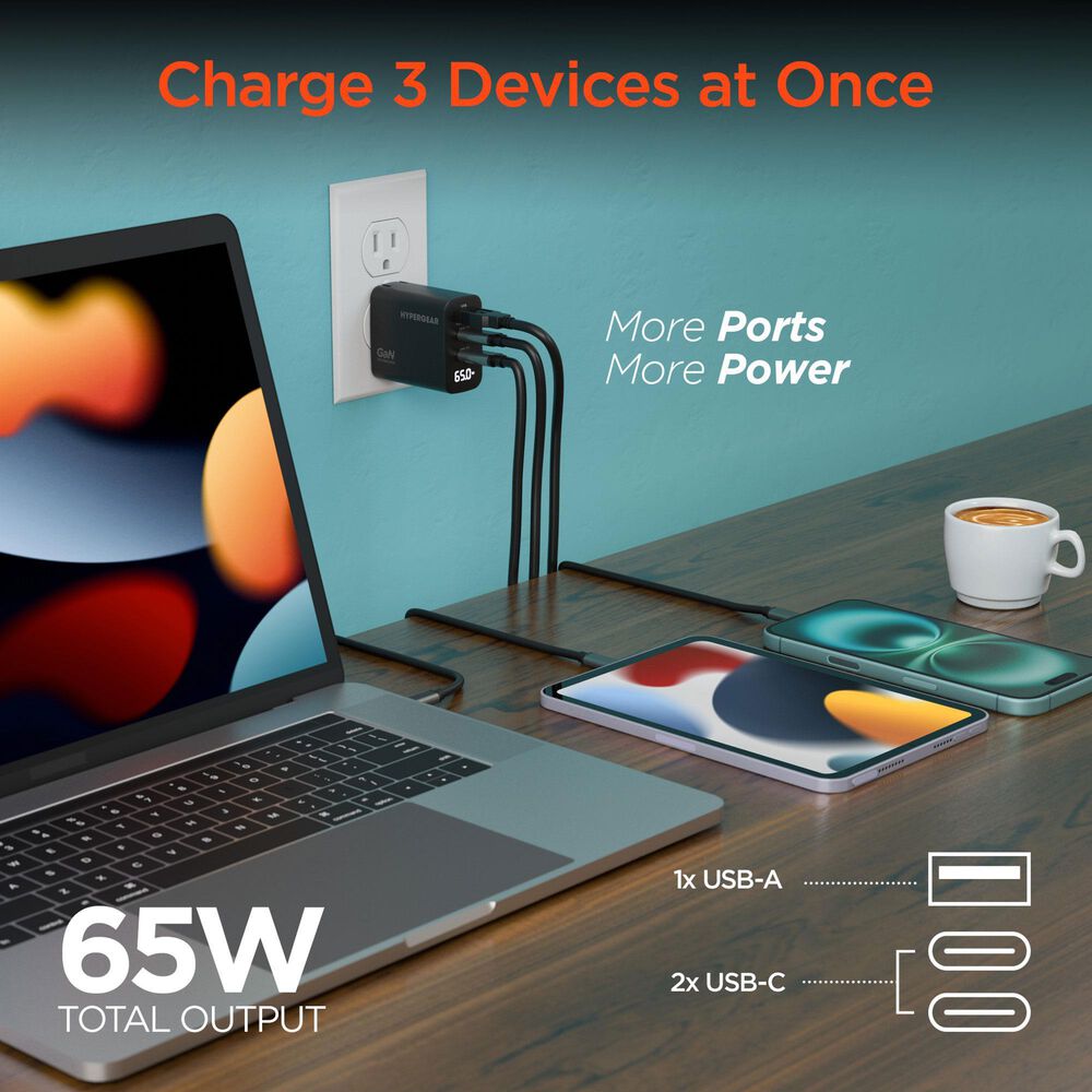 Hypercel SpeedBoost 65W Multi Travel Charger in Black, , large