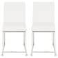 Lumisource Fuji Side Chair with White Faux Leather Cushion in Brushed Stainless Steel (Set of 2), , large