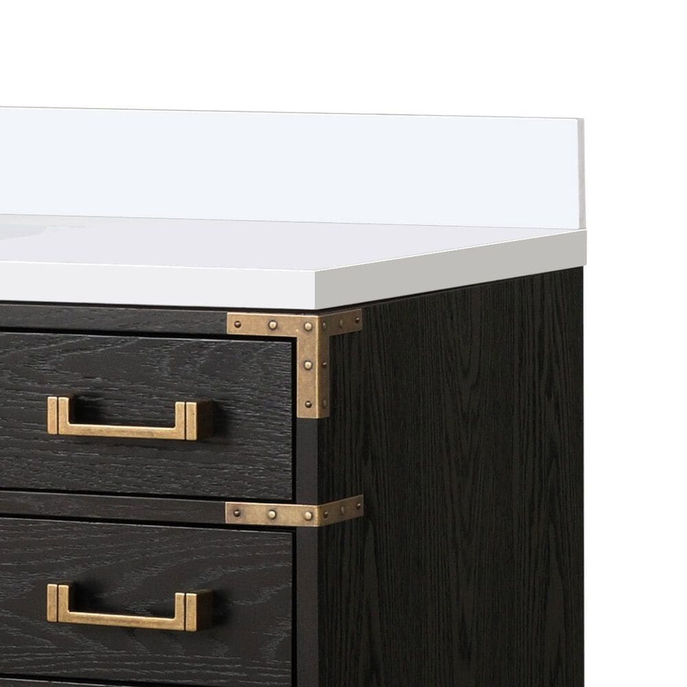 Lexora Home Laurel 48&quot; Single Bathroom Vanity in Black Oak with White Quartz Top and Rectangular Sink, , large