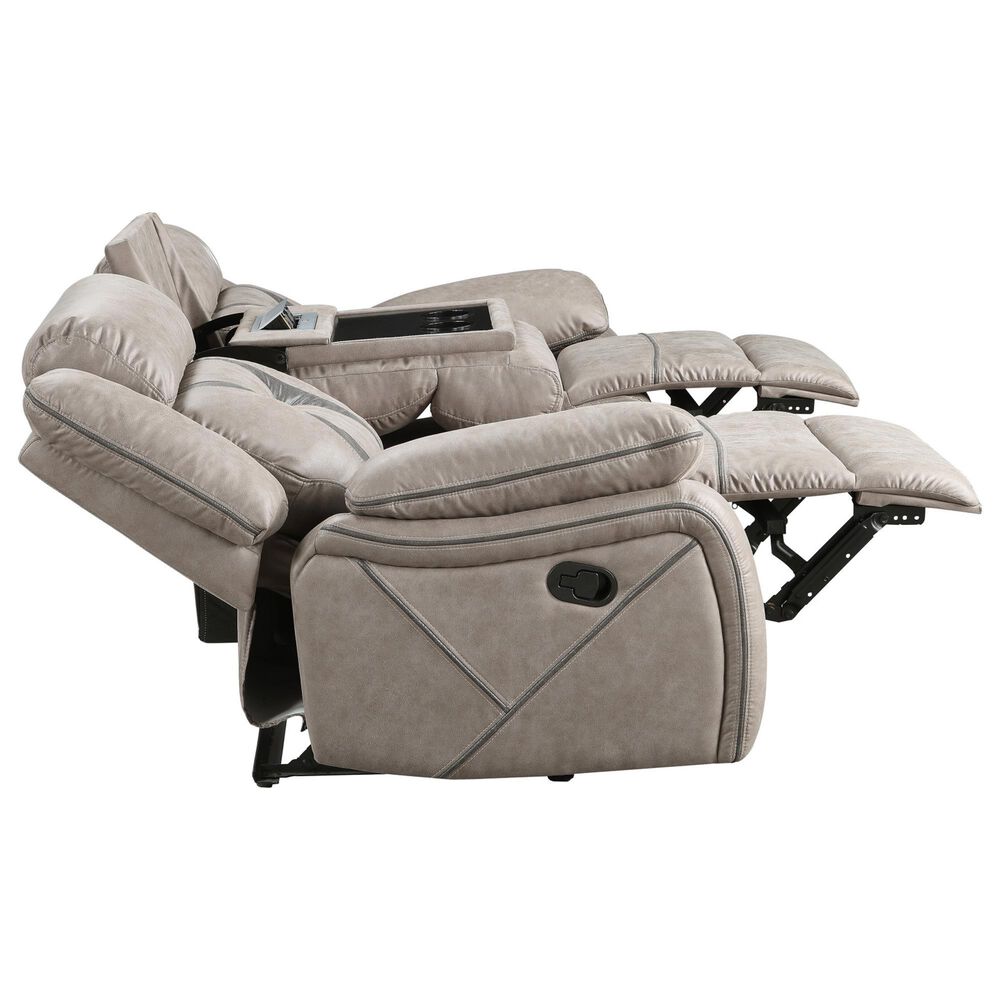 Steve Silver Tyson Manual Reclining Sofa with Dropdown Console in Grey, , large