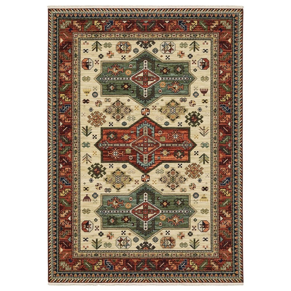 Oriental Weavers Lilihan Aztec Medallions 9"10" x 12"10" Red Area Rug, , large