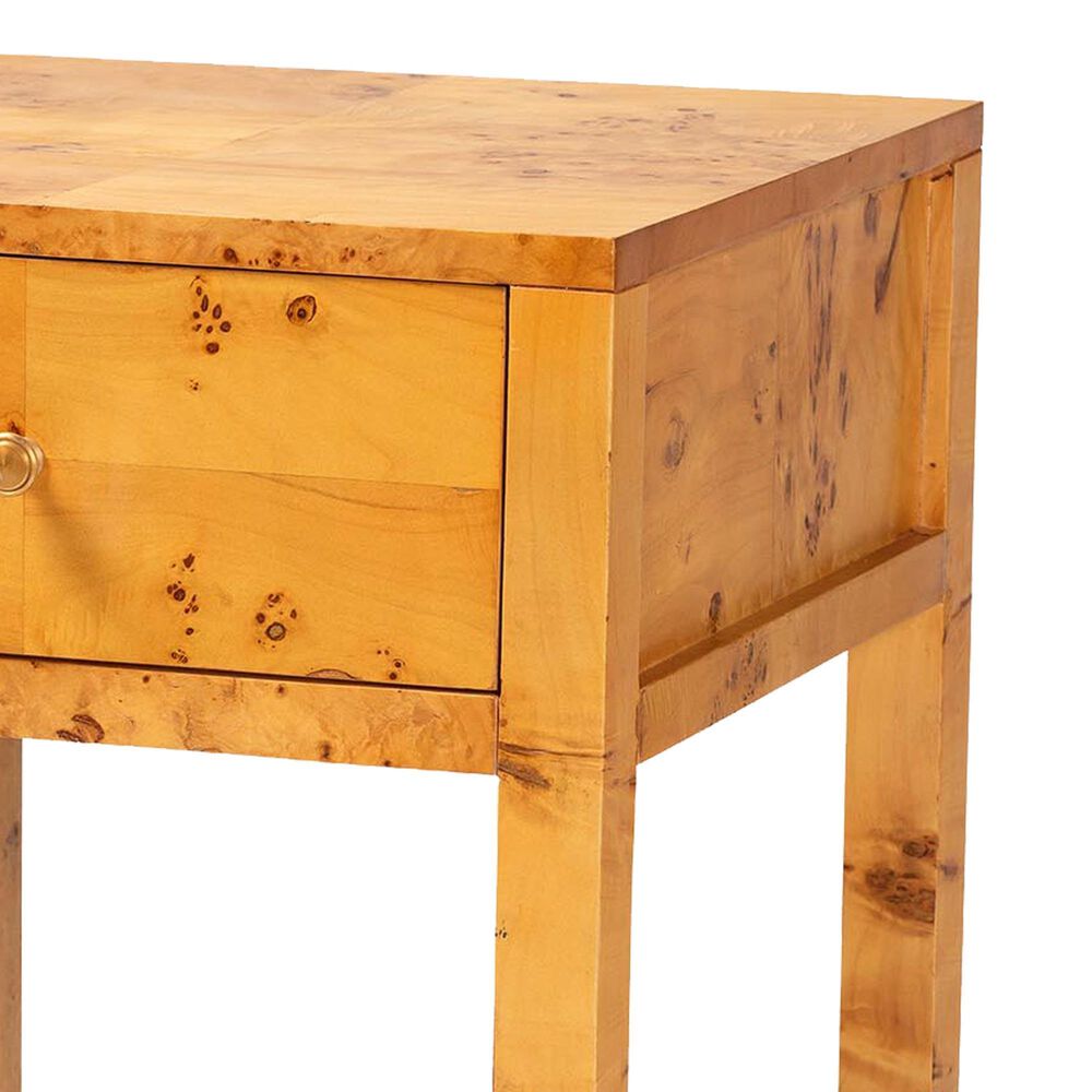 Baxton Studio Ghina 1-Drawer Nightstand in Light Mappa Burl, , large