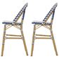 Hearth and Haven Outdoor Wicker French Barstool with Brown Aluminum Frame in Navy Blue (Set of 2), , large