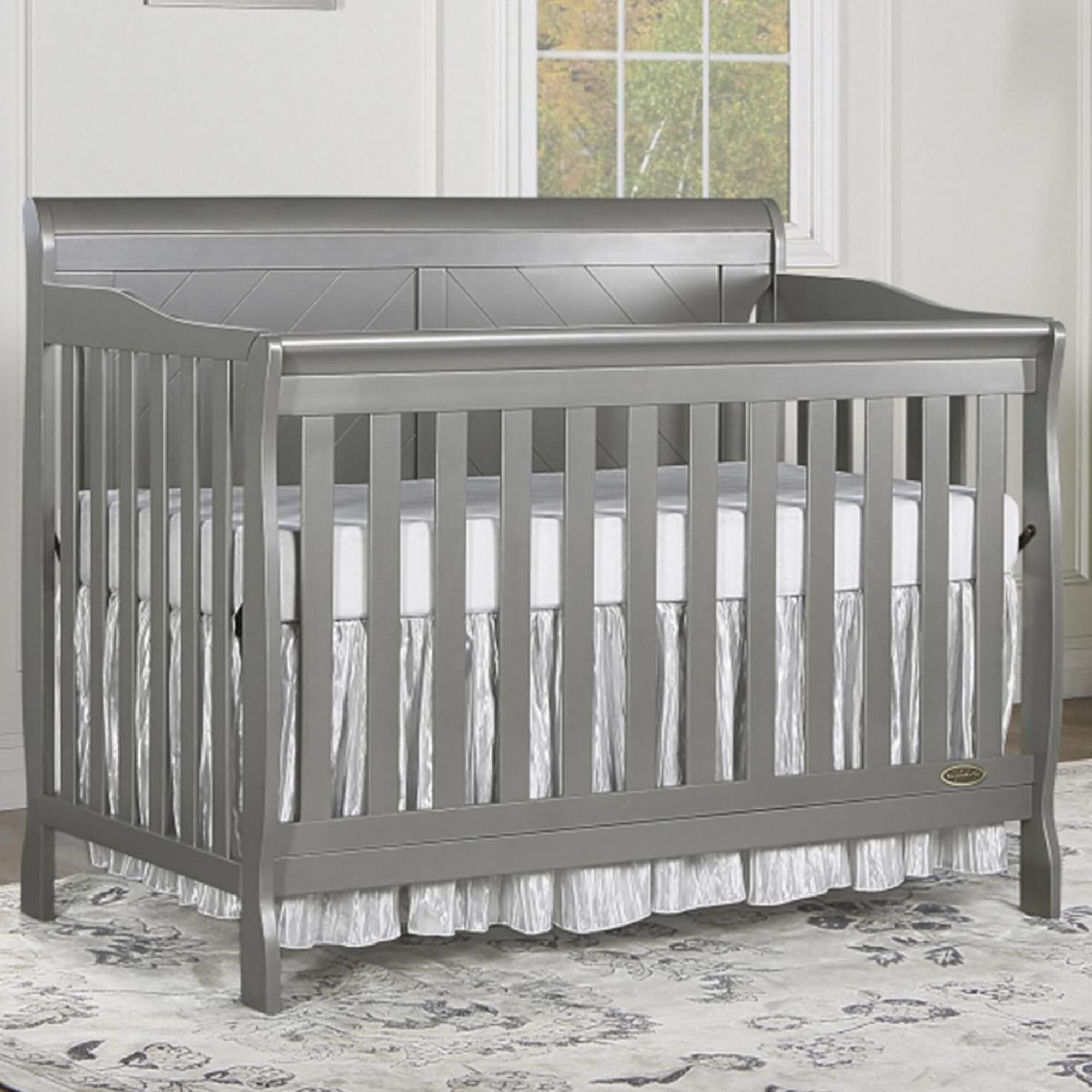 grey sleigh crib
