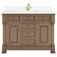 James Martin Vanities Brookfield 48" Single Bathroom Vanity in Pecan with Single Hole 3 cm White Zeus Quartz Top and Rectangular Sink, , large