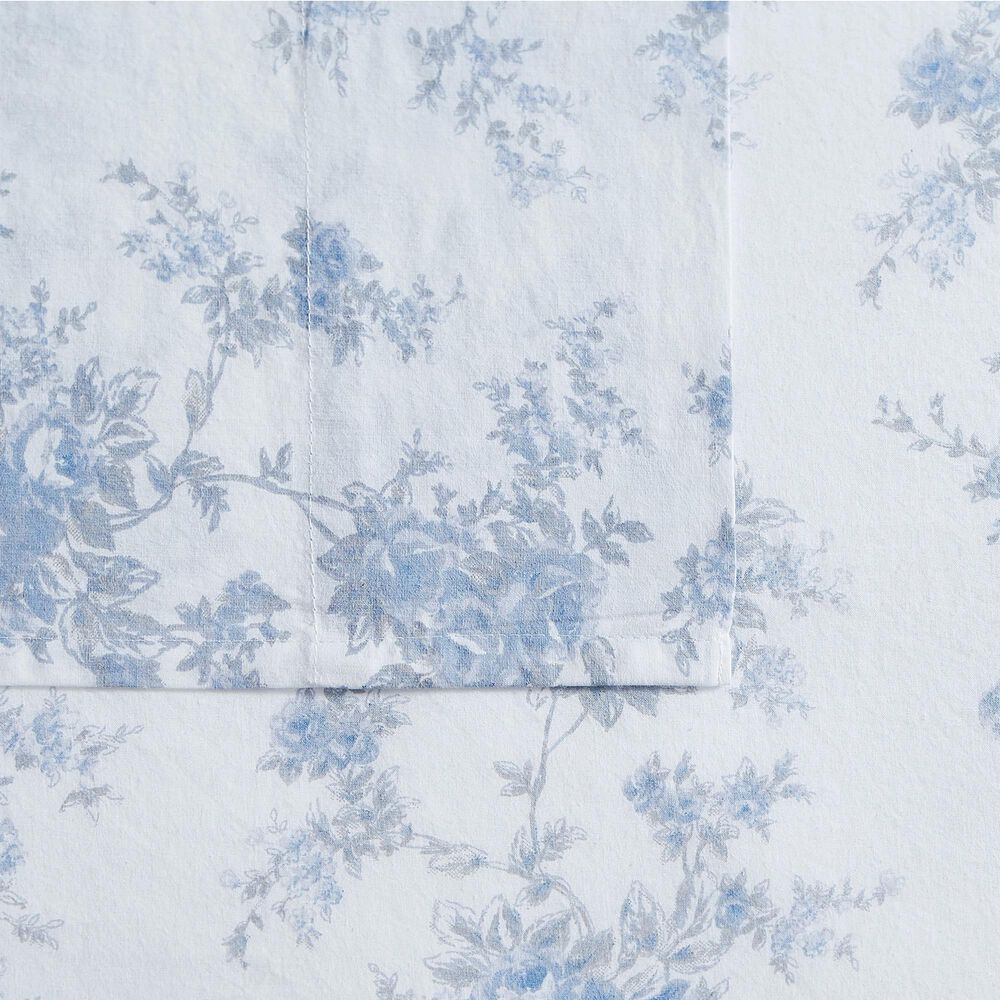 Pem America British Rose 4-Piece Queen Sheet Set in White and Blue, , large