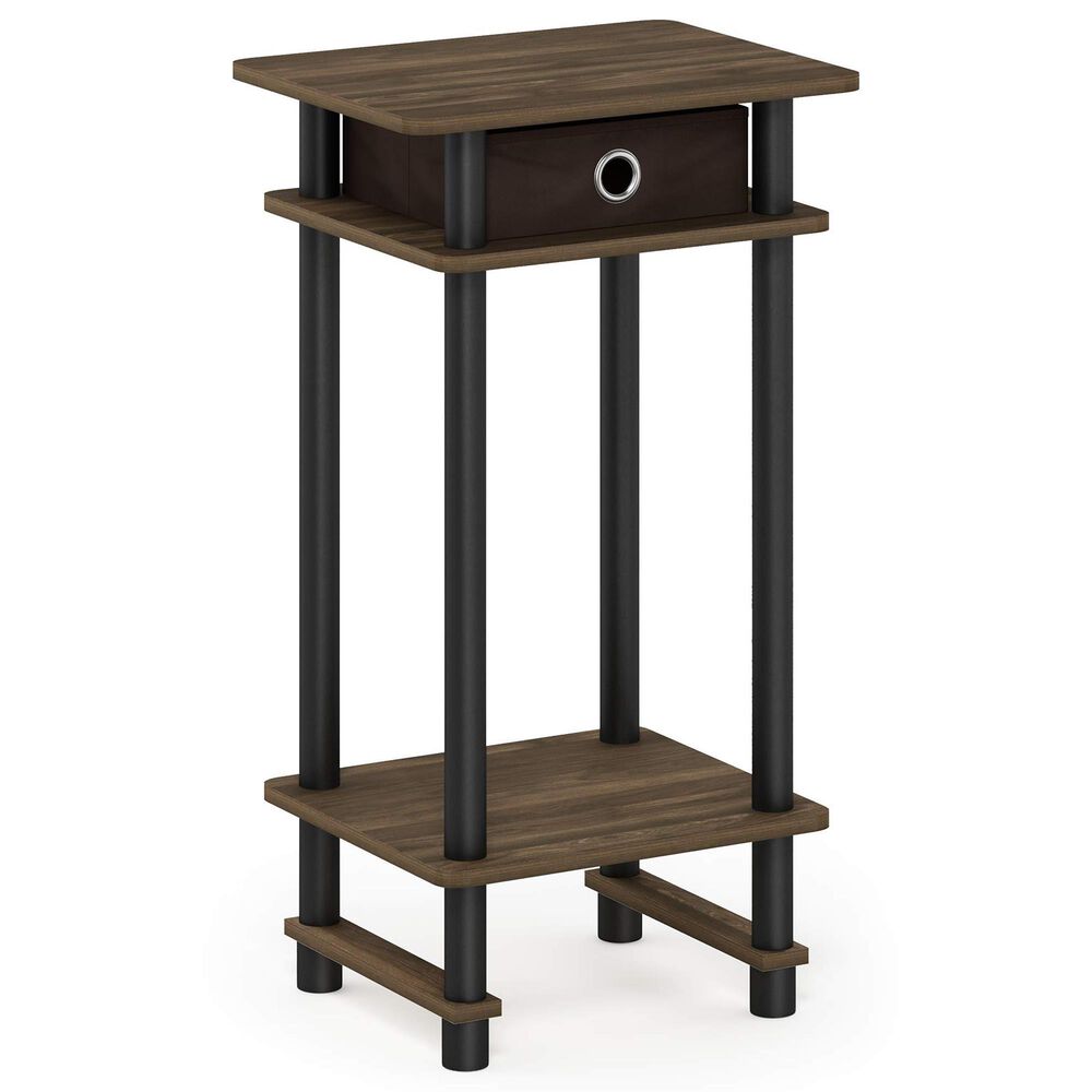 HOMLUX Turn-N-Tube Tall End Table in Columbia Walnut, Black and Dark Brown, , large