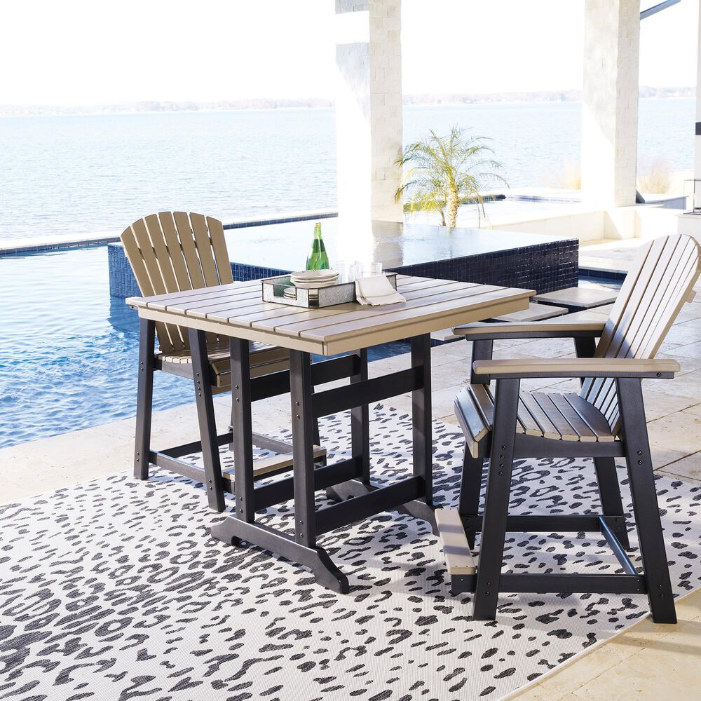 Ashley Fairen Trail Patio Counter Stool in Driftwood and Black (Set of 2), , large