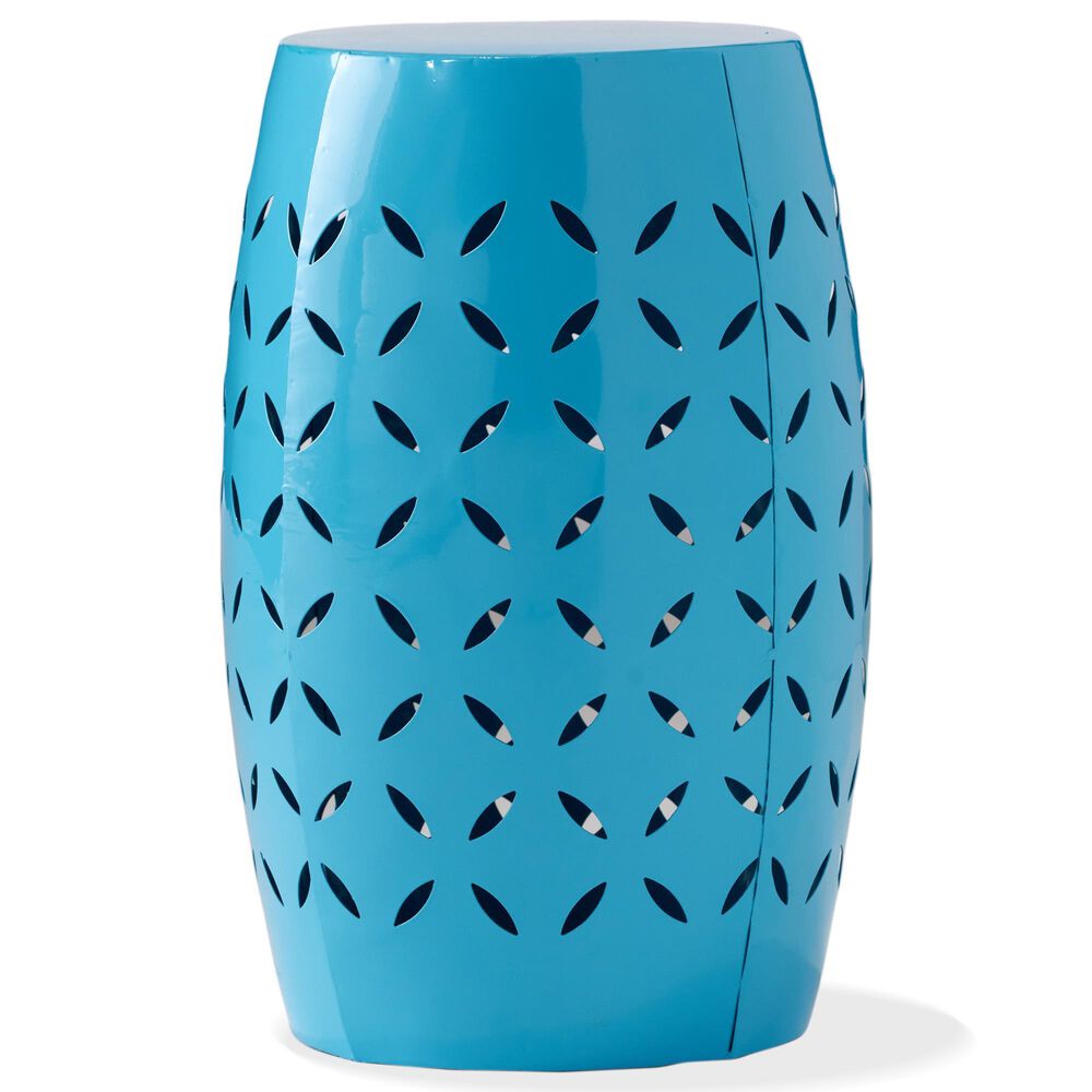 Hearth and Haven Lilac Outdoor Metal Side Table with Cylindrical Design in Blue, , large