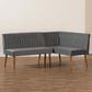 Baxton Studio Alvis 2-Piece Dining Nook Banquette Set with Grey Velvet in Walnut Brown, , large
