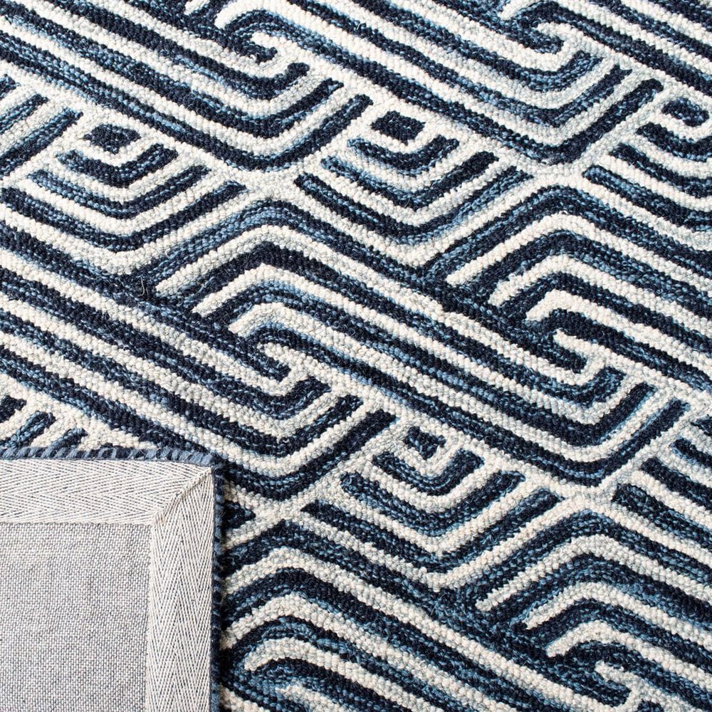 Safavieh Micro-Loop 3&#39; x 5&#39; Dark Blue and Ivory Area Rug, , large
