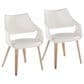 LumiSource Curvo Arm Chair with White Faux Leather Cushion in Whitewashed Wood (Set of 2), , large