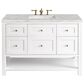 James Martin Vanities Breckenridge 48" Single Bathroom Vanity in Bright White with 3 cm Eternal Jasmine Pearl Silestone Top, Rectangular Sink and FreePower Wireless Charger, , large
