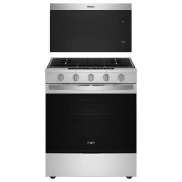 Whirlpool 2-Piece Kitchen Package with 5 Cu. Ft. Slide-in Gas Range and Over-the-Range Microwave in Fingerprint Resistant Stainless Steel, , large