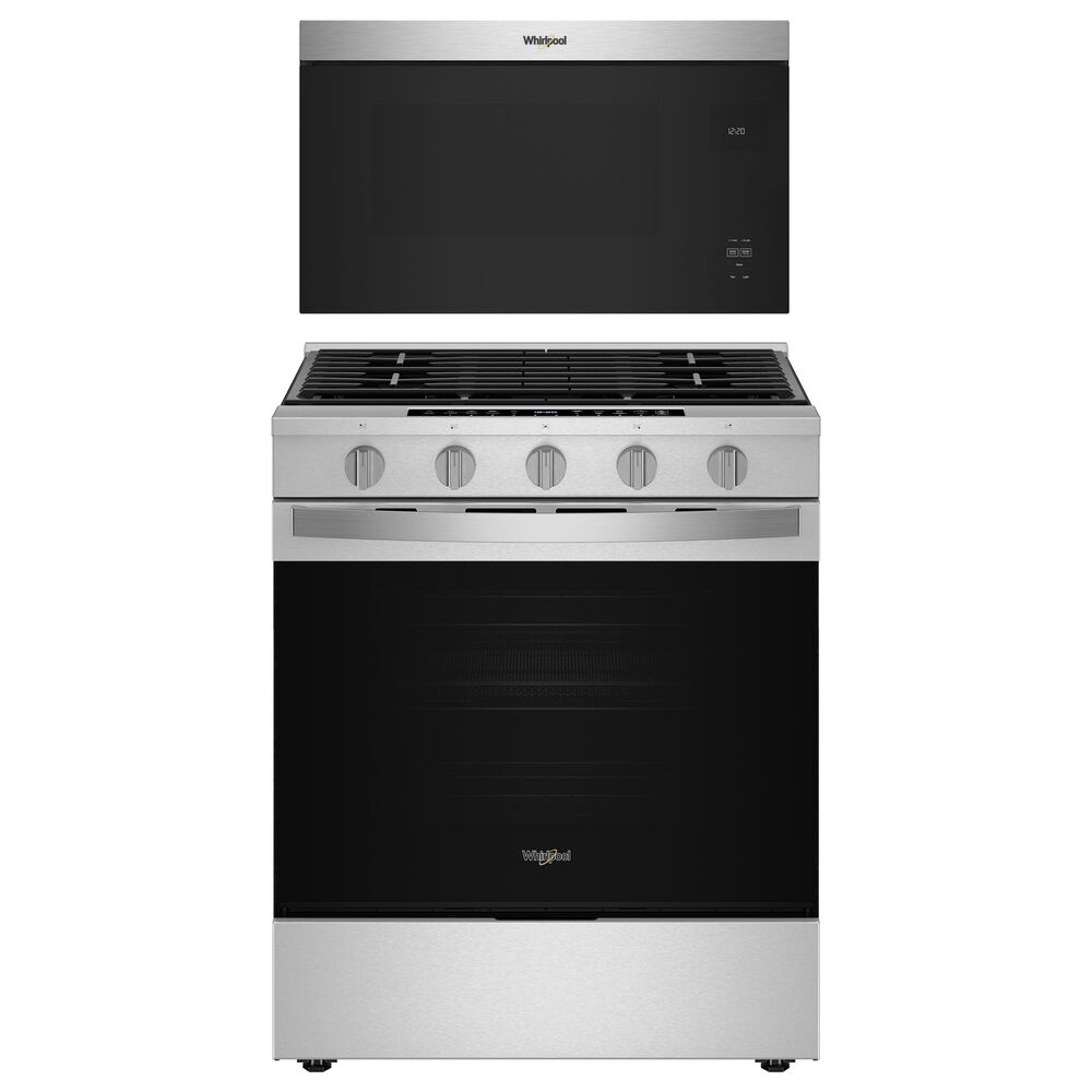 Whirlpool 2-Piece Kitchen Package with 5 Cu. Ft. Slide-in Gas Range and Over-the-Range Microwave in Fingerprint Resistant Stainless Steel, , large