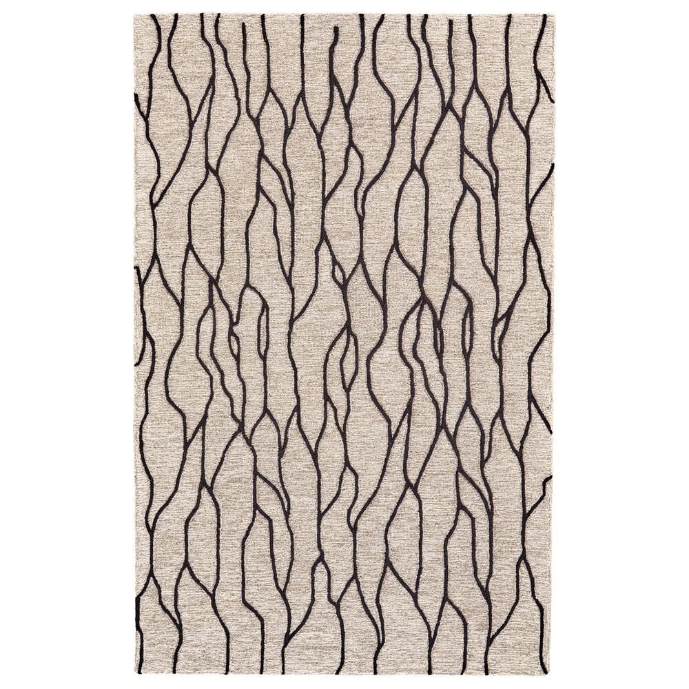 Feizy Enzo 5" x 8" Black and Taupe Area Rug, , large