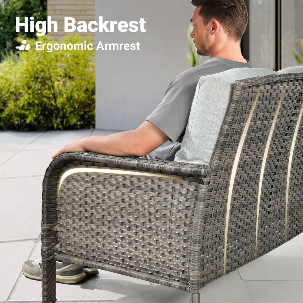 HOMLUX 2-Piece Patio Loveseat and Coffee Table Set in Grey, , large