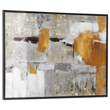 Maple and Jade 48" x 36" Abstract Framed Wall Art in Gray, White and Yellow, , large