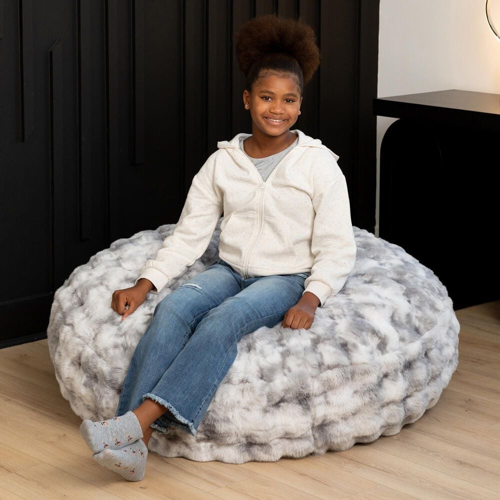 Jaxx Lil' Cuddler Cocoon Jr Kids Faux Fur Bean Bag Lounger in Phantom Grey, , large