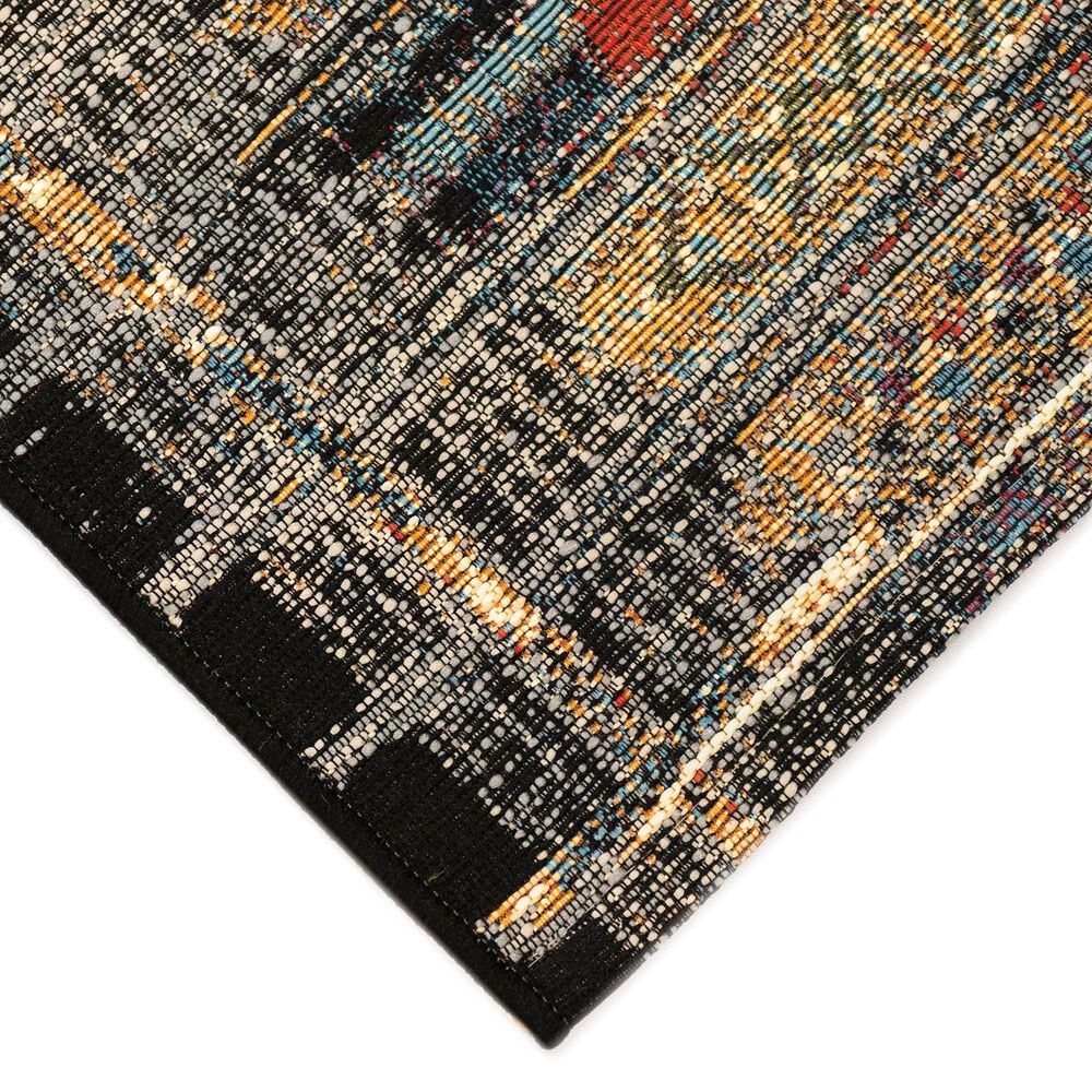 Trans-Ocean Import Liora Manne Esencia Tribal Stripe Black 2&#39; x 2&#39;10&quot; Indoor/Outdoor Area Rug, , large