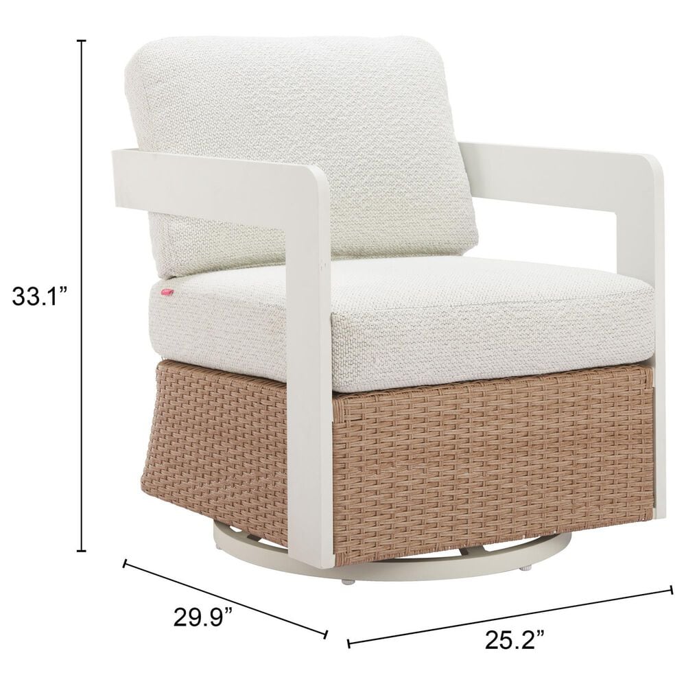 Zuo Modern Gelo Outdoor Swivel Chair in White, , large