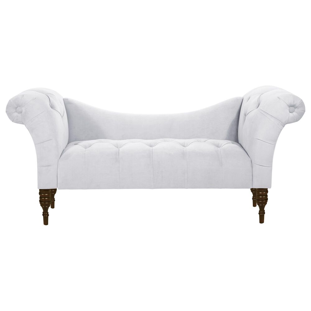 Skyline Furniture Upholstered Settee in Velvet White, , large