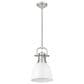 Golden Lighting Duncan 1-Light Small Pendant with Rod and Matte White Shade in Pewter, , large