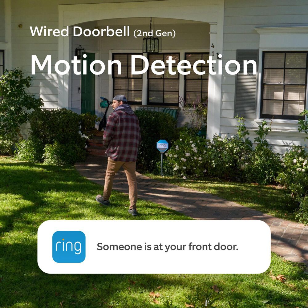 Ring 2K Wired Doorbell with Chime Bundle in Speckled Gray and White, , large