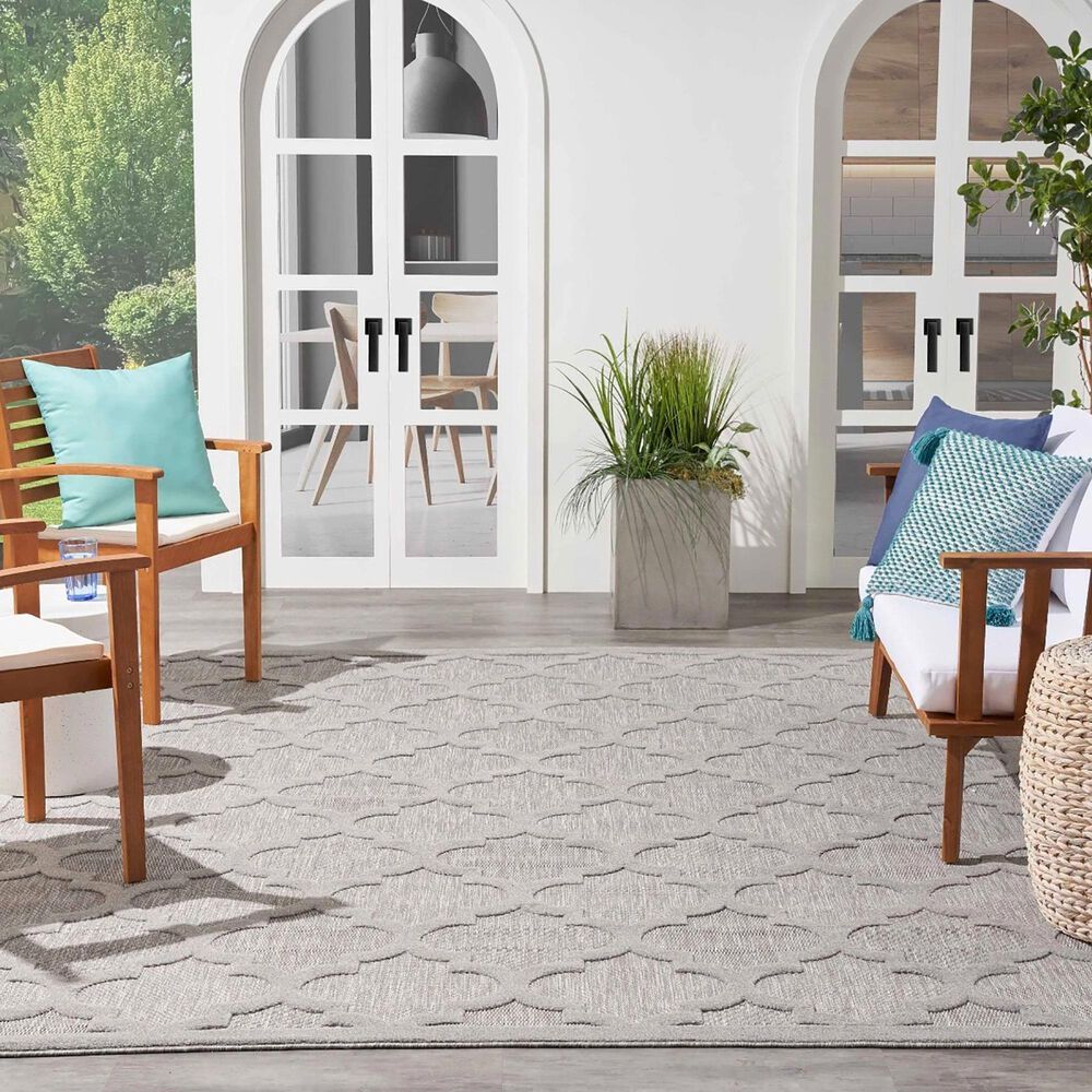 Nourison Easy Care 8&#39; x 10&#39; Silver Grey Indoor/Outdoor Area Rug, , large