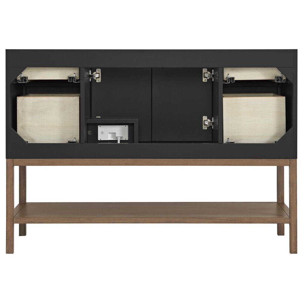 37B Isadore 48" Single Bathroom Vanity Cabinet in Tricorn Black and White Composite Stone Top and Backsplash, , large